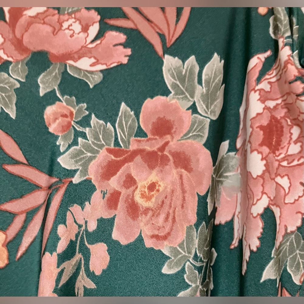 Altar'd State Green and Pink Silky Floral Midi Slip Dress - Size Small - Picture 7 of 9